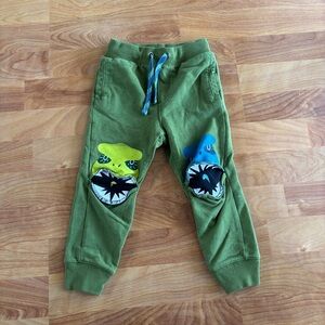 Green Kids Jogger Pants with Fun Patches